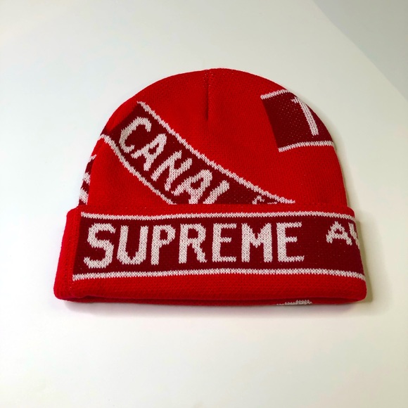 Supreme Other - Supreme Red Street Signs Beanie Cap Hat